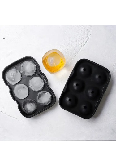 Tahtakale Toptancı Silikon Buz Kalıbı Yuvarlak Küre Buz Kalıbı 6 Lı Çok Renkli
