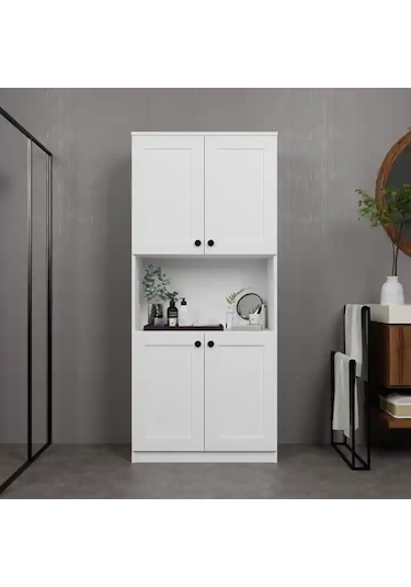 Lucas 4 Kapaklı Çok Amaçlı Dolap, Çok Amaçlı Banyo, Mutfak Ve Mikrodalga Fırın Dolabı - Beyaz Beyaz Lucas 4 Kapaklı Çok Amaçlı Dolap, Çok Amaçlı Banyo, Mutfak Ve Mikrodalga Fırın Dolabı - Beyaz Beyaz