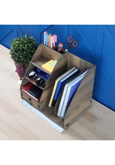 Focus Modest Çekmeceli A4 Evrak Rafı Masaüstü Organizer Ceviz