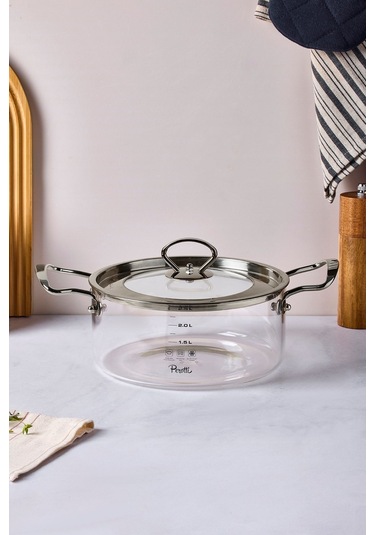 Perotti Cam Tencere 2,5 Lt Logan Silver 20x11 Cm 17644 Şeffaf