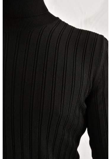 Efor Tr 813 Slim Fit Siyah Balıkçı Triko Siyah