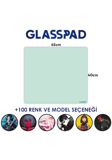 Glasspad Cam Mouse Pad - Premium Temperli Cam - 45x40 Cm Medium Mint