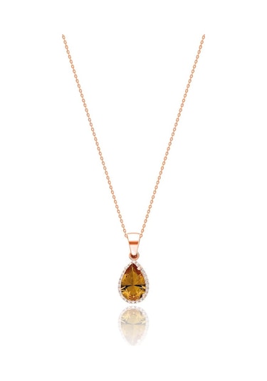 Sultanit Taşlı Rose Gümüş Kadın Kolyesi Damla Kadın Kolye Uc-359