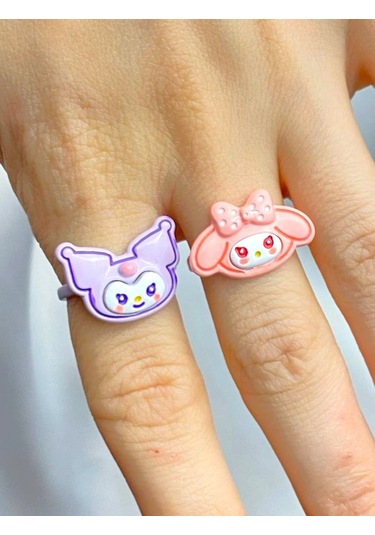 Kuromi Melodi İkili Arkadaşlık Yüzüğü - Renkli Ayarlanabilir Ve E Çok Renkli