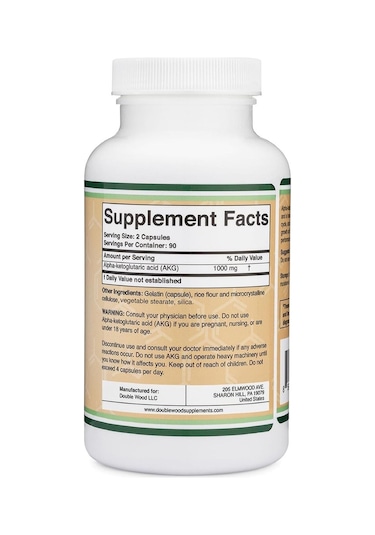 Double Wood Akg Alpha Ketoglutaric Acid - 1000 Mg 180 Kapsül- İthal