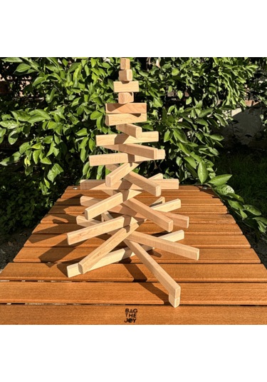 Leftover Ahşap Yılbaşı Ağacı - Ham Ahşap - 54cm Çap 40cm