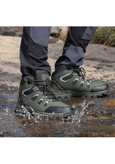 Yeni Dört Mevsim Açık Hava Yürüyüşü Orta-yüksek Erkek Yürüyüş Botları Gri