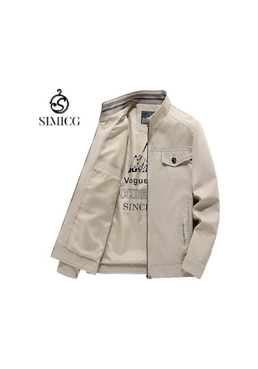 Sımıcg Sonbahar Erkek Ceket Büyük Beden Pamuklu Ceket Bej