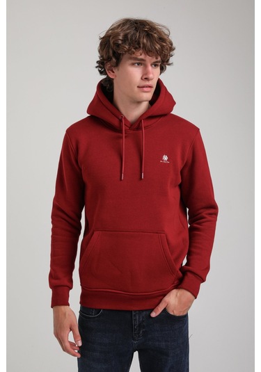 Kapüşonlu Bordo Slim Fit Hoodie 23fwm64069 Bordo