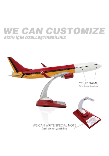 Zekupp Boeing 737-800 1/100 Ölçek Sarı Kırmızı Klasik Maket Uçak
