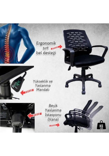 Koltukstilim Pole Fileli Çalışma Koltuğu Ofis Koltuğu Büro Koltuğu Döner Ofis Sandalyesi Plastik Ayak Diğer