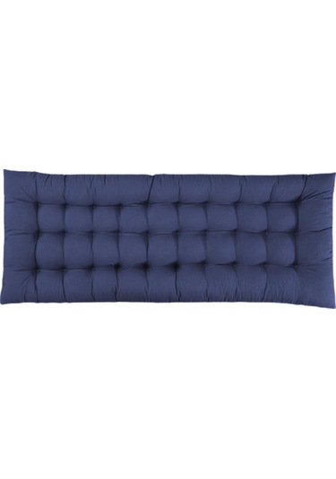 Suntek Yüksek Sırtlı Sandalye Minderi Dolgulu Koltuk Ahşap Koyu Mavi