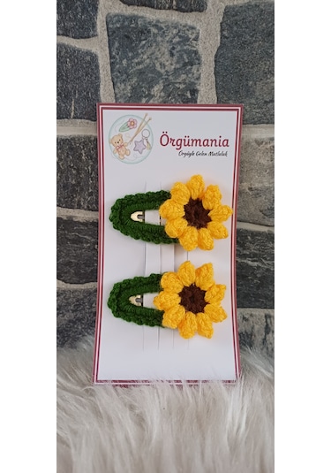 Ayçiçeği Çıtçıtlı Toka - Örgü Toka Sarı - Yeşil