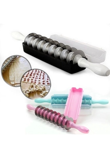 Pratik 9 Bıçaklı Mantı Kesme Merdanesi Çok Renkli