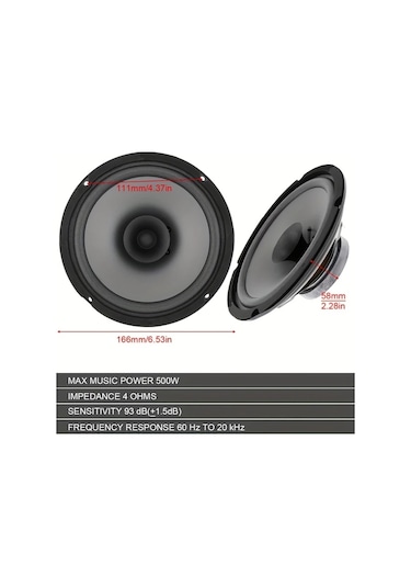 Xuweiwei 6ınch 1pc 6.5 İnç Araç Kornası Hoparlör Yüksek Güçlü Bass Ses Sistemi