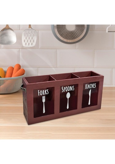 Suntek Mutfak Eşyası Tutucu Modern Çatal Bıçak Takımı Kırmızı
