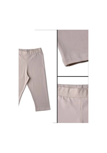 Kız Çocuk Diz Altı Mevsimlik Tayt-12615 Bej