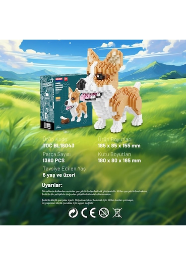 Balody Evcil Hayvan Serisi Korgi Köpek Bl16043 Mikro Blok Yapı Oyuncakları Seti