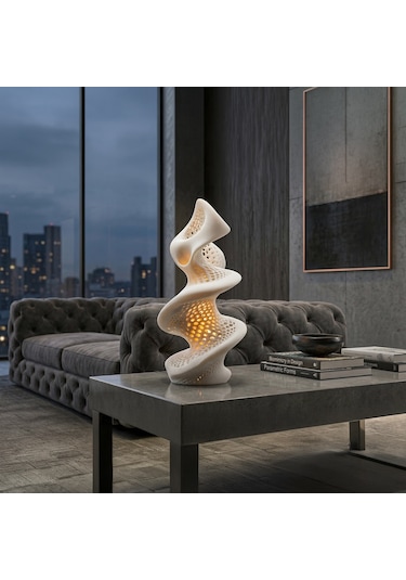 Fibrika Store Helix Modern Tasarım Gece Lambası & Masa Lambası Beyaz