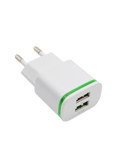 Hombey Beyaz 5v 2.1a Usb Çift Portlu Hızlı Şarj Aleti, Akıllı Koruma, Hafif, Taşınabilir, Avrupa Standartı