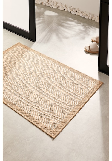 Ocean Home Textile Leke Tutmaz İç Dış Mekan Bej Renk Balıksırtı Paspas 60 X 90 Cm