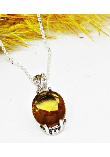 Lilahgümüştr Gümüş Oval Zultanit Taşlı Kadın Kolye Küpe