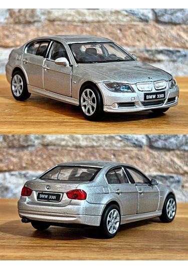 Bmw 330i Çek Bırak Die - Cast Metal Model Araba - Gri 11.5 Cm