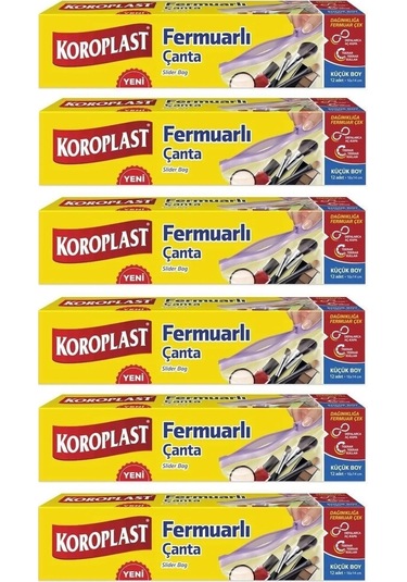 Koroplast Fermuarlı Poşet Küçük Boy 6 x 12'li 16 x 14 CM