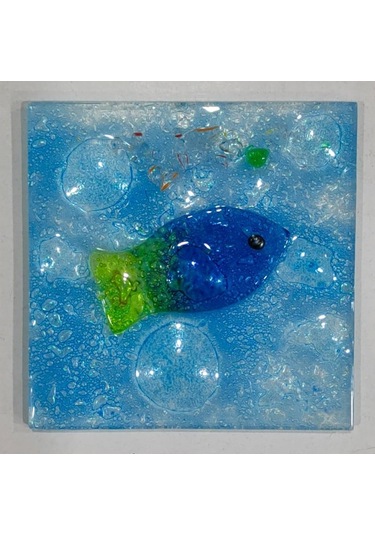 Şeker Portakalım Balık Desenli Banyo Cam Gider Kapağı Süsü Tekli Mavi