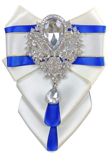 Nilegant Taşlı Papyon Broş No:1 Beyaz