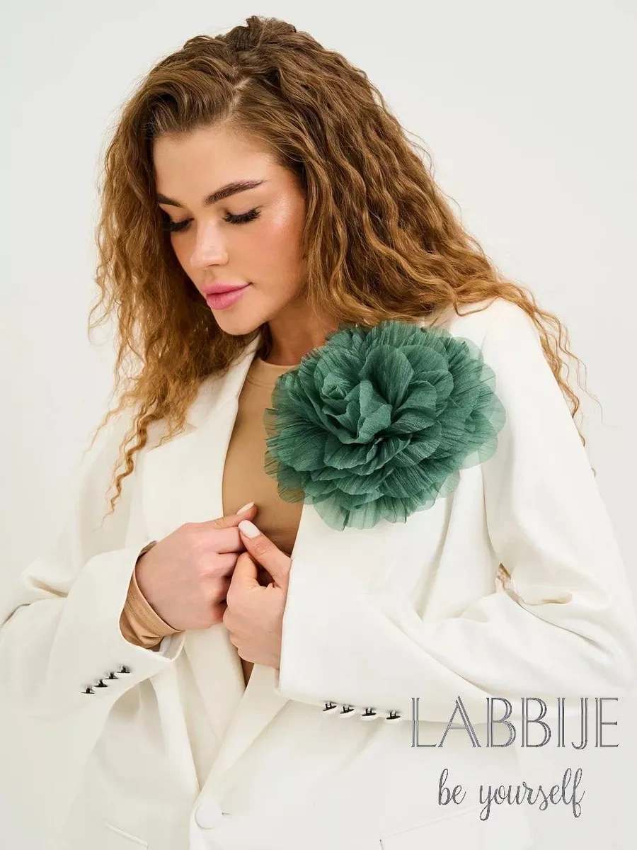 Labbıje Büyük Broş Kumaş Çiçek Fiyonk 216118727 Yeşil
