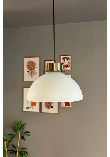 Perry Beyaz Cam Tekli Avize Ufo Plafonyer Başlık Retro Sarkıt Lamba Restoran Salon Aydınlatma Beyaz