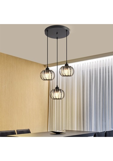 Konesam Modern Üçlü Avize - Yemek Odası, Bar, Koridor İçin Lüks Kristal Dekoratif Aydınlatma Altın Cam Altın