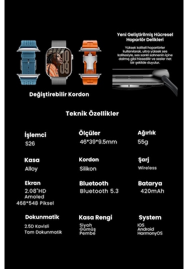 Harvox Watch 11 Pro+ Akıllı Saat Apple İphone Ve Android Tüm Telefonlara Uyumlu 46mm Gümüş Harvox Watch 11 Pro+ Akıllı Saat Apple İphone Ve Android Tüm Telefonlara Uyumlu 46mm Gümüş