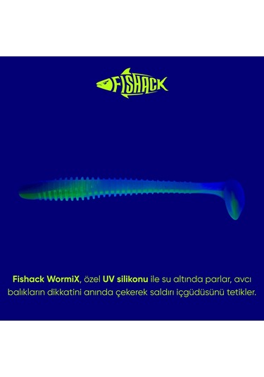 Silikon Kurt Yem - 4,2g 105mm - Turna/levrek Silikonu - 1 Adet - Mavi/yeşil - Karides Kokulu