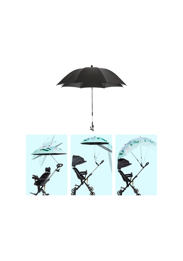 Suntek Bebek Arabası Şemsiyesi Kelepçeli Seyahat Yaz Açık Siyah Siyah
