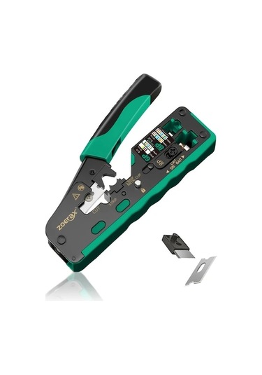 Besthome1 Yeşil Zoerax Rj45 Sıkma Aracı Cat7-6a-6-5e Ethernet Tel Kesici Yedek Bıçaklı