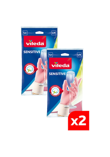 Vileda Sensitive Büyük Boy Bulaşık Eldiveni Pembe L 2'li