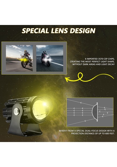 Suofeng Motorsiklet Iki Renkli Isiklar 6000k/3000k 60w 6000lm, Kolay Kurulum, Ip67 Su Geçirmez, Arac Icin Yardimci Spot Işık Seti 2 Adet Mavi