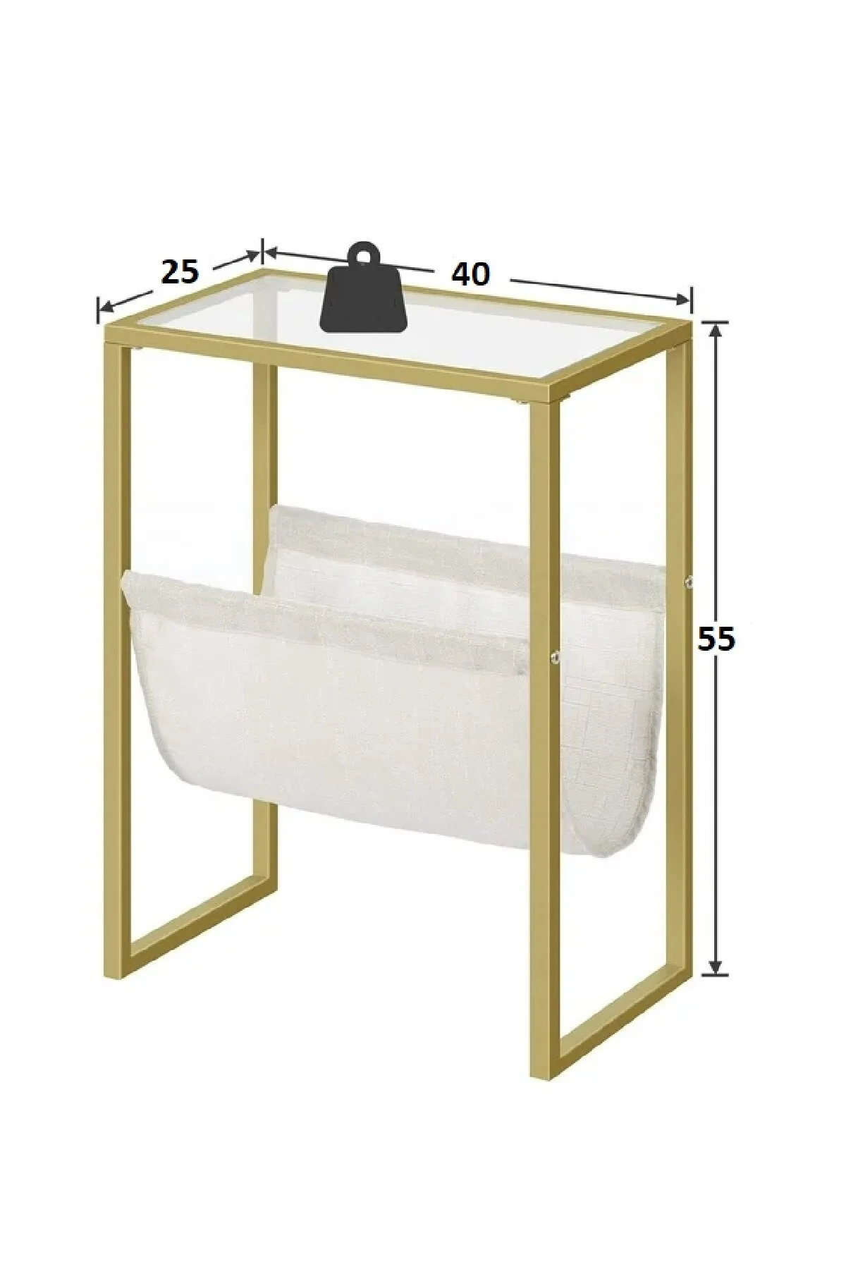 Temperli Cam Gazetelik Dergilik Yan Sehpa Koltuk Sehpası Gold-şeffaf