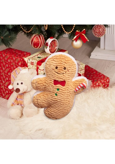 Suntek Yılbaşı Atma Yastığı Sevimli Yumuşak Doldurulmuş 40cm Kahverengi