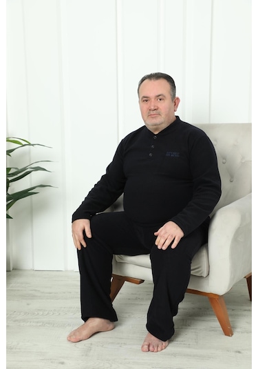 Erkek Büyük Beden Cepli Kışlık Polar Pijama Takımı 2325 001