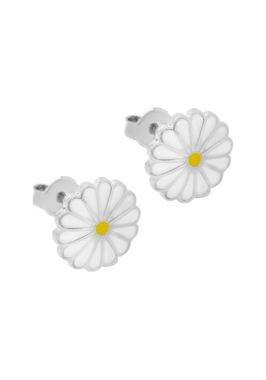 Tesbihane Papatya Tasarım Silver Renk 925 Ayar Gümüş Kadın Küpe