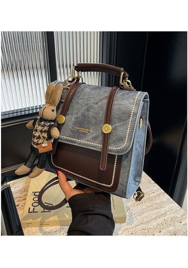 Su Geçirmez Şık Moda Stil Çok İşlevli Tavşan Kolye Ucu Kadın Sırt Çantası Lacivert