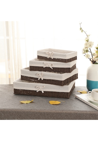 Xiaaokeji Dokuma Sepetler Piknik Sepeti Depolama Ekmek Tabağı Depolama Sepeti,c Kahverengi