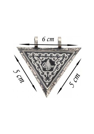 925 Ayar Gümüş Üçgen İçi Açılabilen Tuğra Muskalık Gümüş Kolye T6058 599599 Gümüş