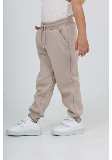 Toontoy Kız Çocuk T Logo Nakışlı Eşofman Alt Bej