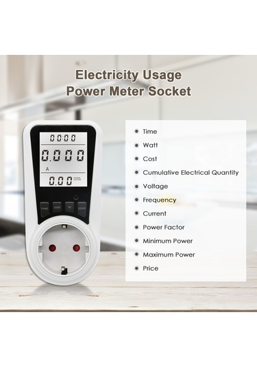 Yuntech01 Beyaz Avrupa Standartlı Akıllı Prizi - Enerji Tüketim Ve Maliyet Ölçer, Büyük Ekranlı, Ac230v-250v 250V 16A