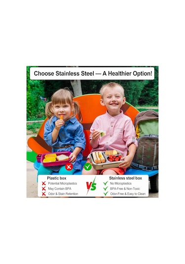 Xurunkeji Paslanmaz Çelik Öğle Yemeği Kutusu 3 Bölmeli Metal Öğle Yemeği Kabı Çelik Bento Kutusu - Okul, Ofis Ve Açık Hava İçin İdeal Krem Beyazı