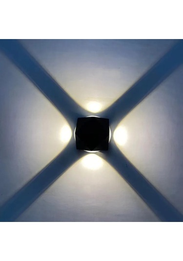 Ycl 8 W Piramit Led Duvar Aplik - Gün Işığı 3000k - Siyah -ıp44 Siyah